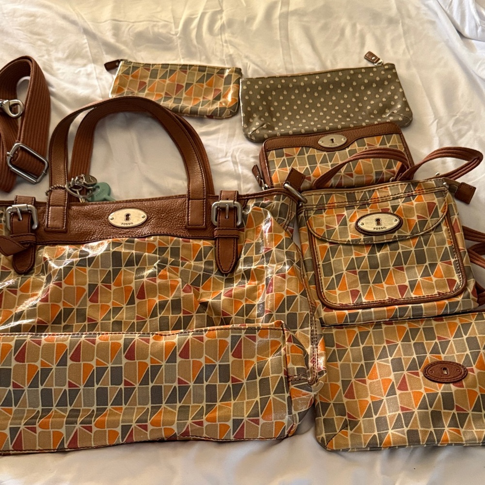 Fossil Multicolor Geometric Shoulder Bag set
